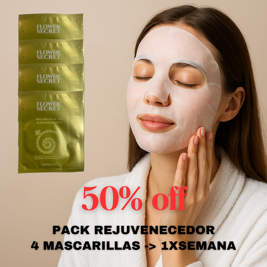 KIT DE TRATAMIENTO REJUVENECEDOR - X4 MASCARA FACIAL CON ÁCIDO HIALURÓNICO
