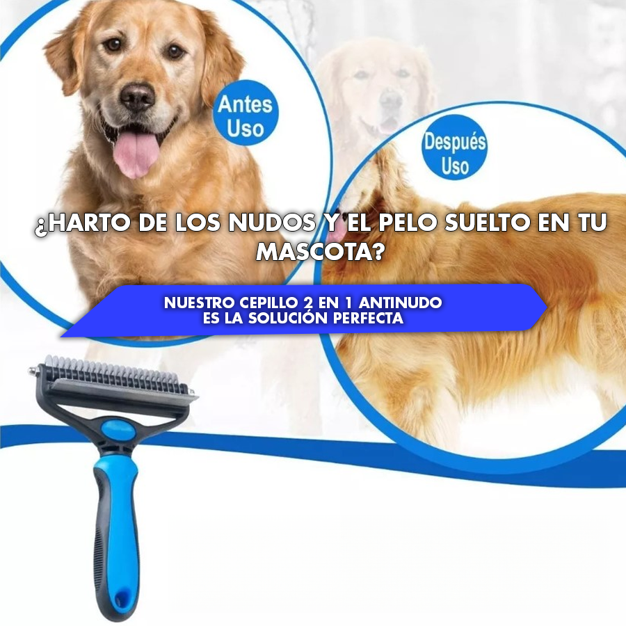 CEPILLO 2 EN 1 ANTINUDO & DESLANADOR PARA MASCOTAS