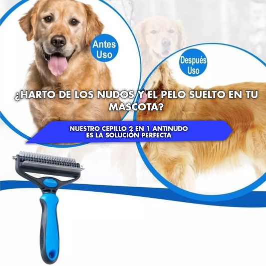 CEPILLO 2 EN 1 ANTINUDO & DESLANADOR PARA MASCOTAS